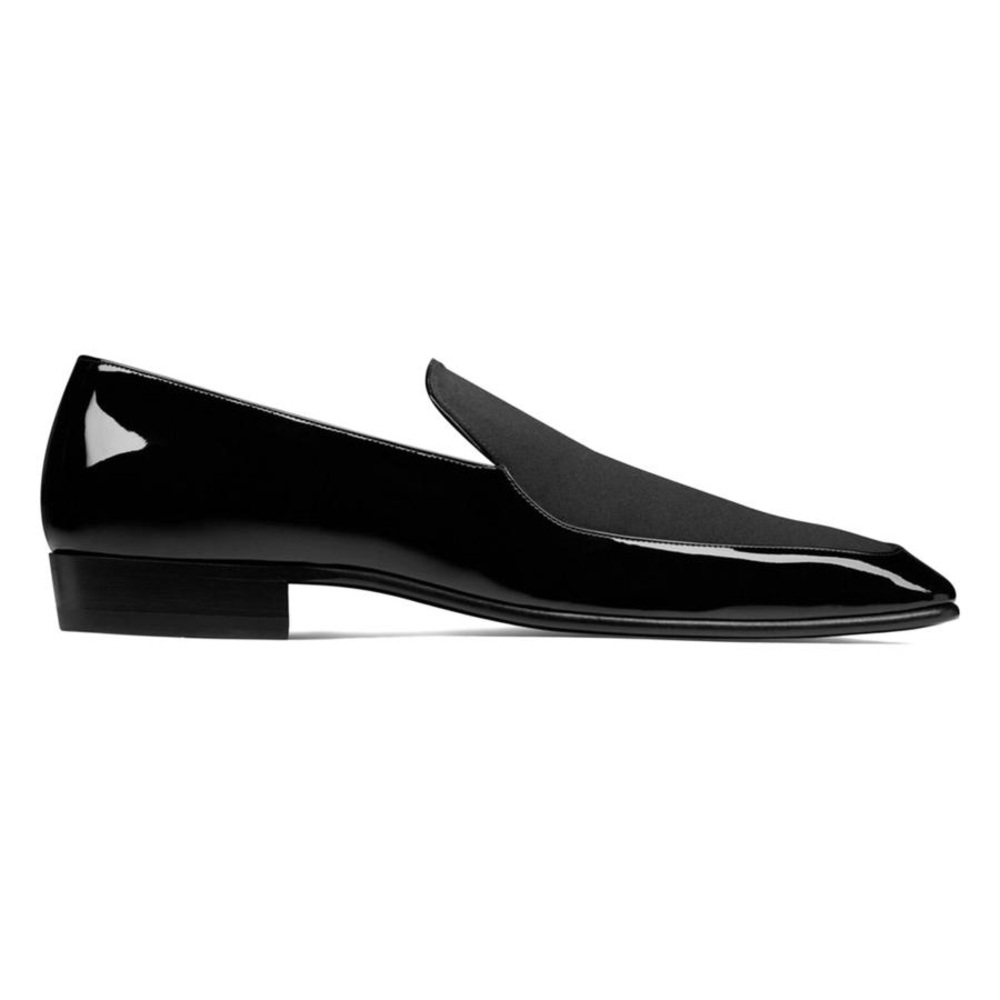 UNISEX Saint Laurent Gabriel Patent Satin Tuxedo Loafers – Black – EU 41.5 NIB